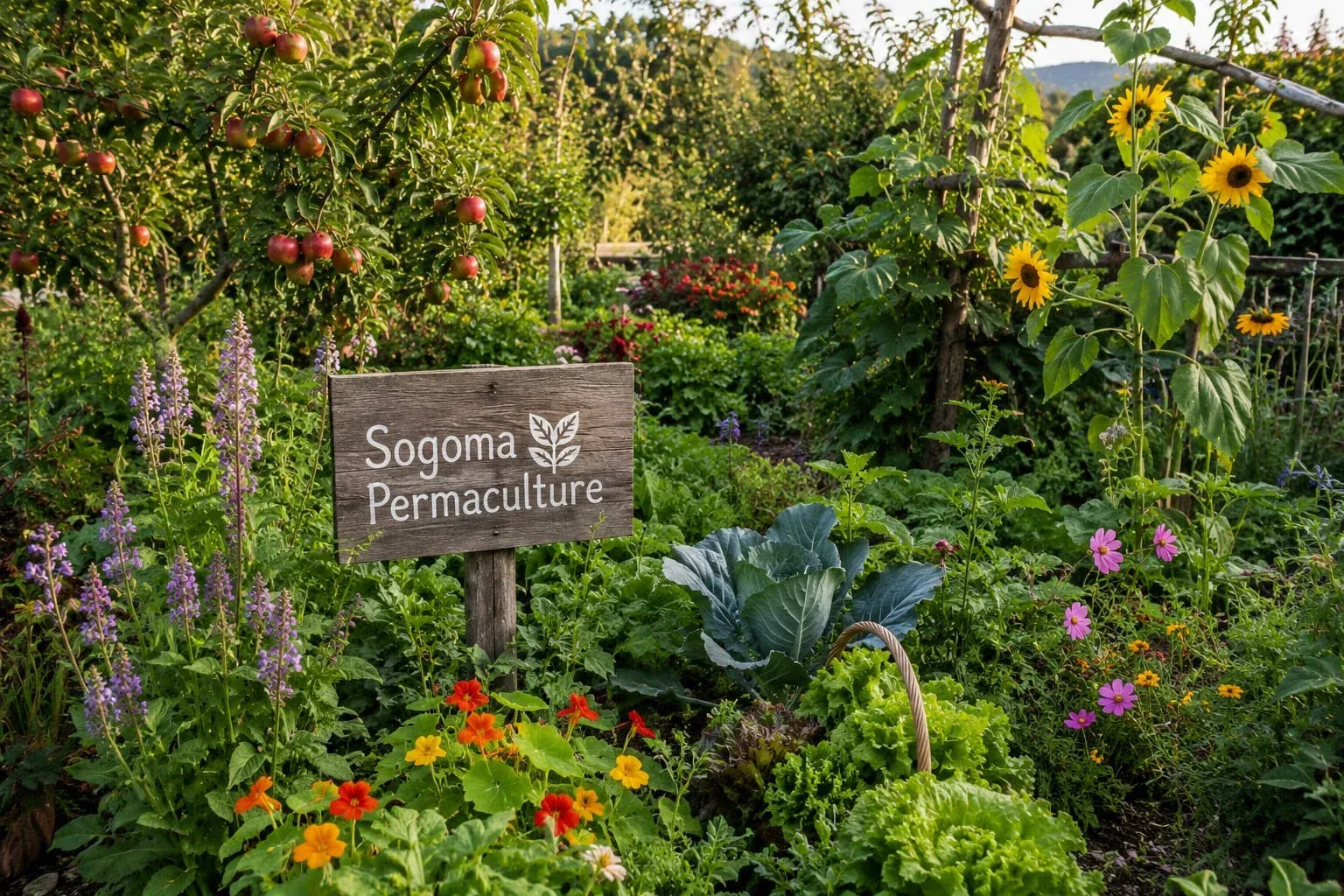 Jardin nourricier abondant en permaculture